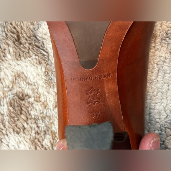 Vintage 80s Brown Antonio Melani leather heels sz 9 - Picture 5 of 7